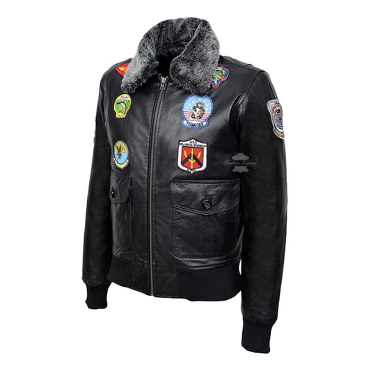 Men's Black A-1 Flight Bomber Leather Jacket