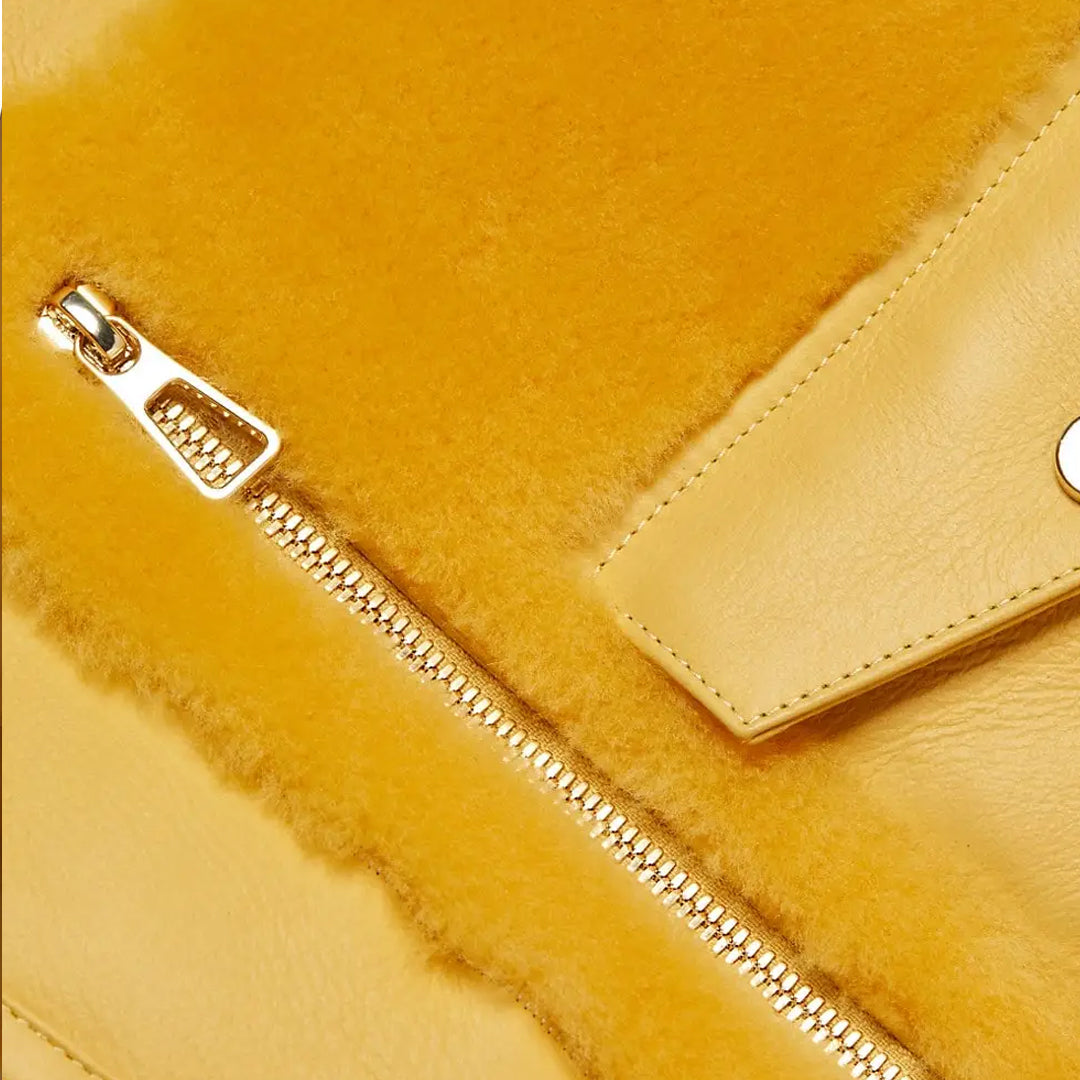 Women’s Yellow Shearling Leather Jacket