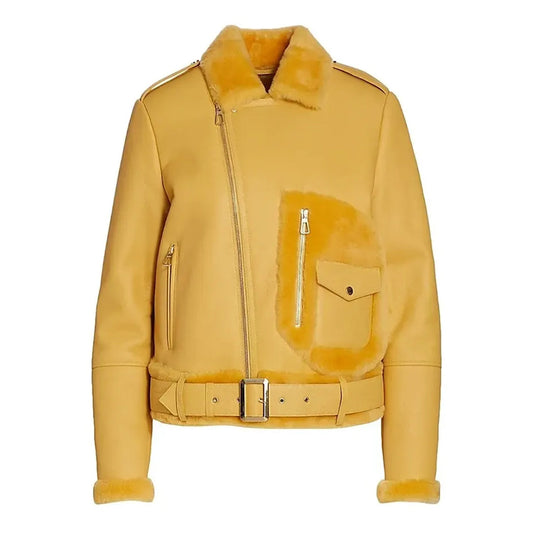 Women’s Yellow Shearling Leather Jacket