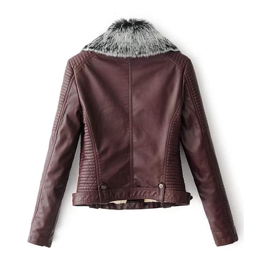 Women’s Faux Fur Quilted Moto Jacket