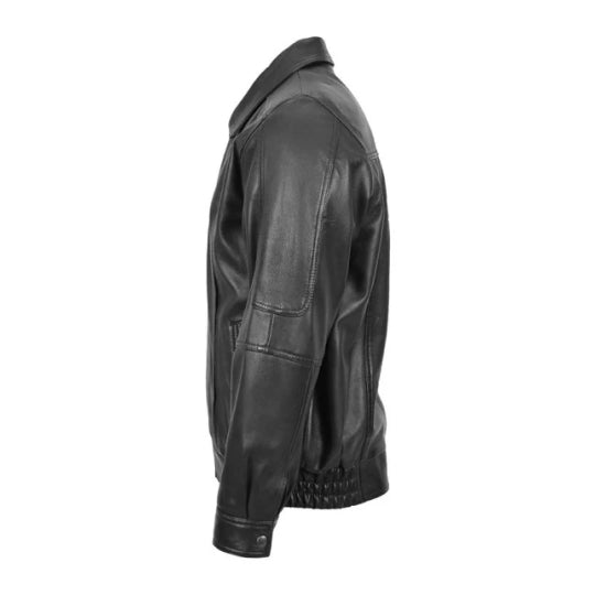 Men's Black Mirage Leather Bomber Jacket