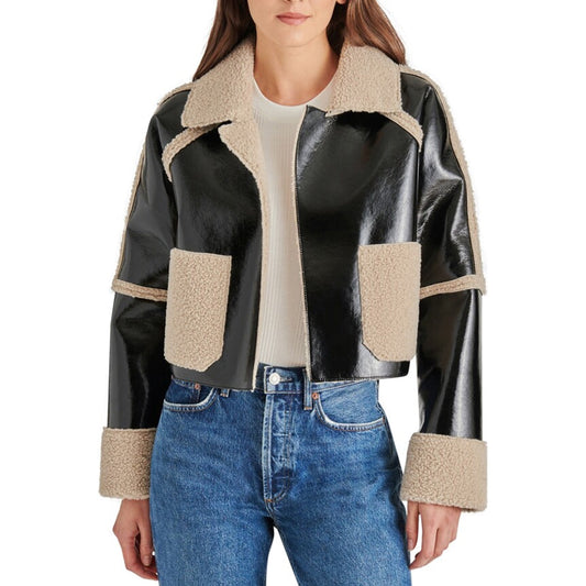 Women's Faux Fur Original Leather Cropped Jacket