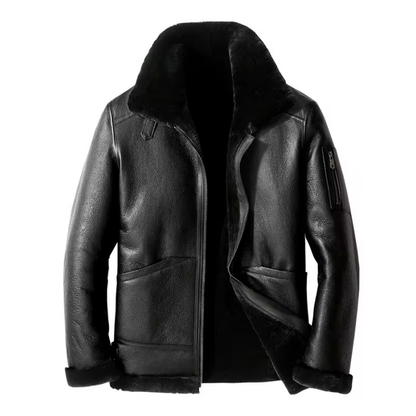 Men's Black B3 Shearling Bomber Genuine Leather Jacket