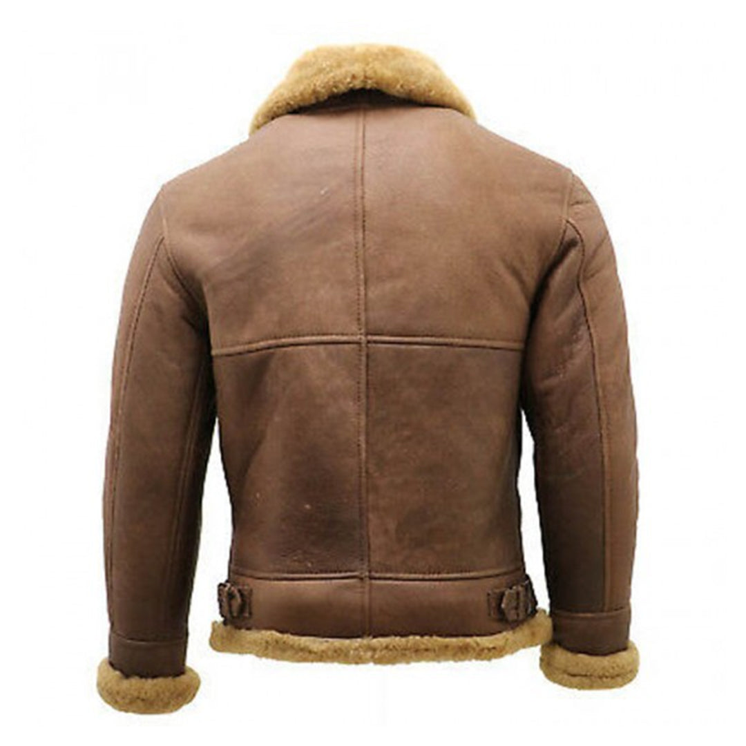 Men's Brown Shearling Leather Jacket