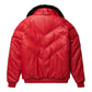 Men's Red V-Bomber Leather Jacket