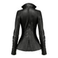 Women Black Falk Long Leather Coat