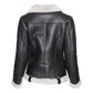 Women’s White Fur Merino Shearling Black Leather Jacket