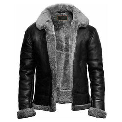 Men's Black Shearling Lining Leather Jacket