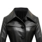 Women Black Lumos Long Leather Coat