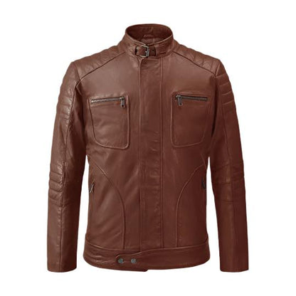 Men's Tan Rebellion Leather Biker Jacket