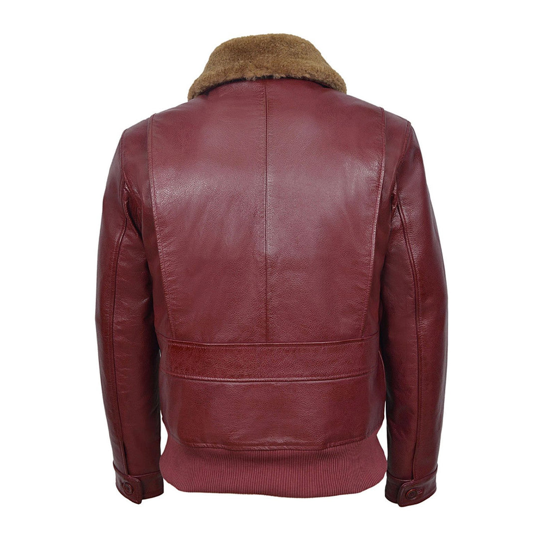 Men's Maroon Aviator Jet Fighter Bomber Leather Jacket