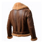 Men's Brown B3 Lapel Shearling Leather Jacket