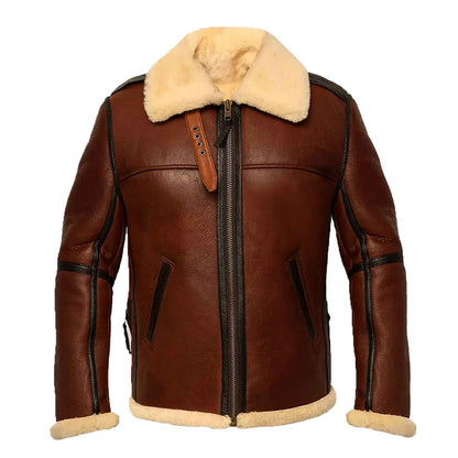 Men’s Aviator B-3 Brown Bomber Leather Jacket