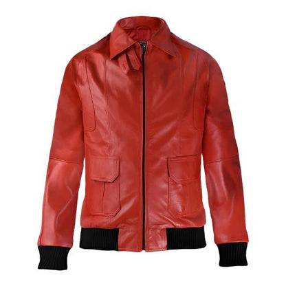 Men's Red Horizon Leather Bomber Jacket