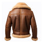 Men's Brown Aviation Lapel Genuine Leather Jacket