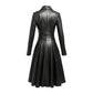 Women Black Nexa Long Leather Coat