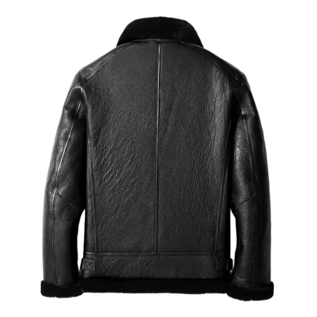 Men's Black B3 Shearling Bomber Genuine Leather Jacket