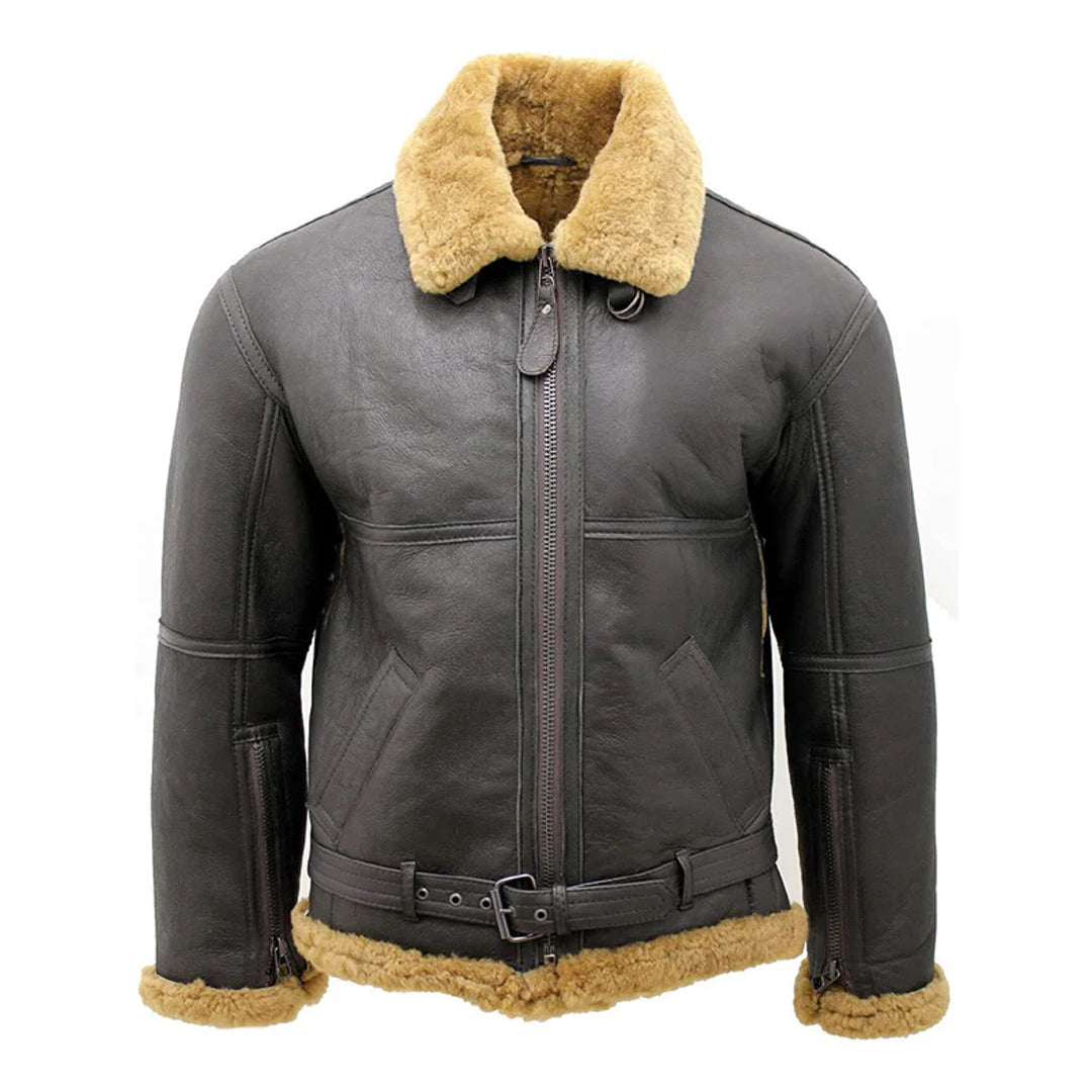 Men's Grey RAF Ginger Fur Shearling Flying Jacket