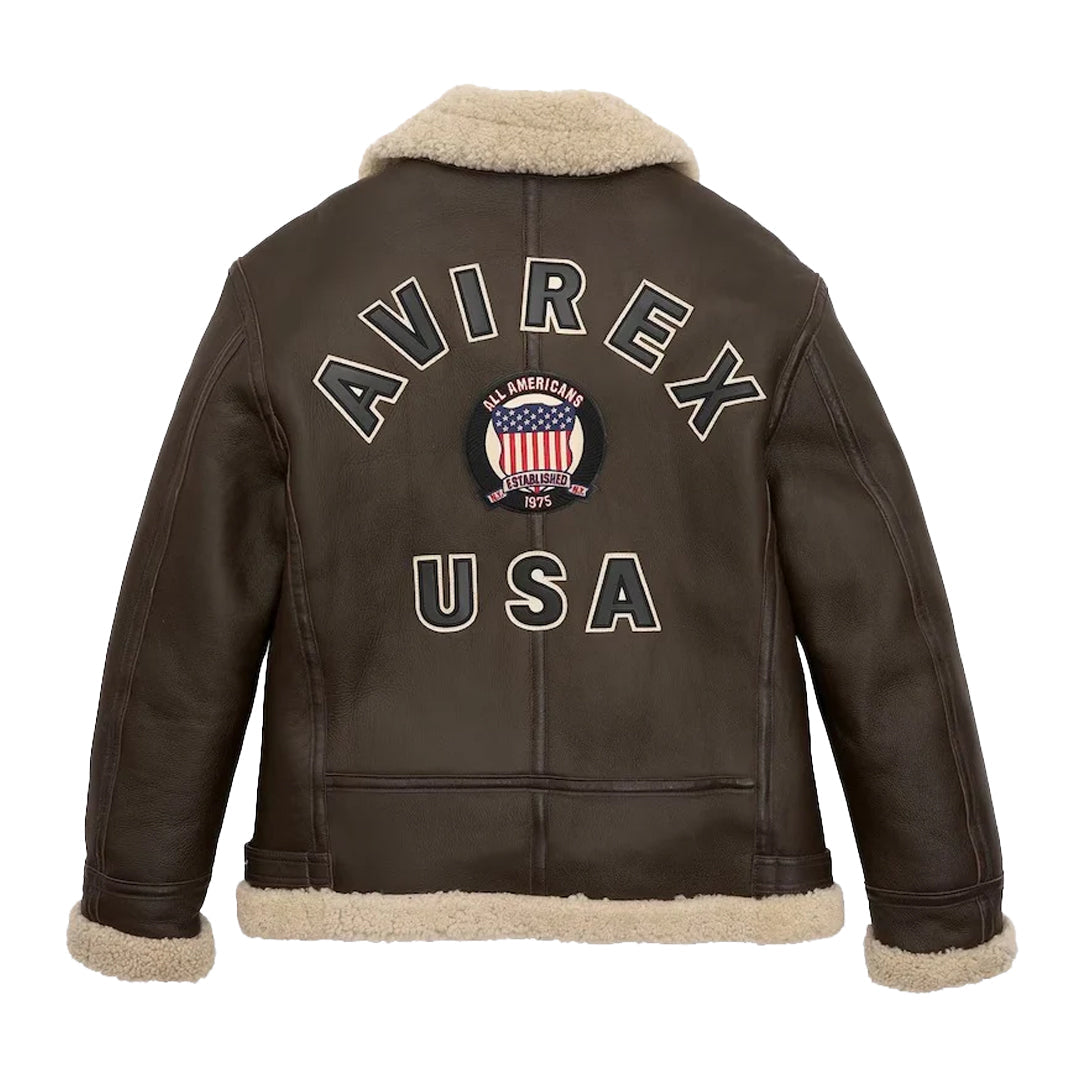 Men's Brown B3 Icon Military Shearling Bomber Jacket