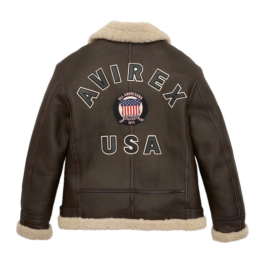 Men's Brown B3 Icon Military Shearling Bomber Jacket