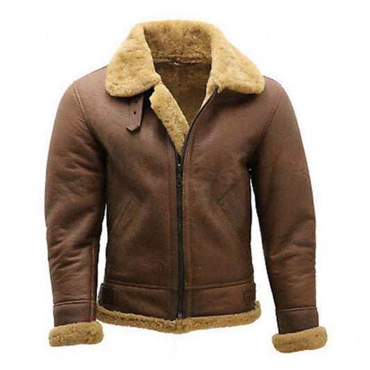 Men's Brown Shearling Leather Jacket