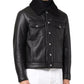 Men's Black Leather Trucker Jacket