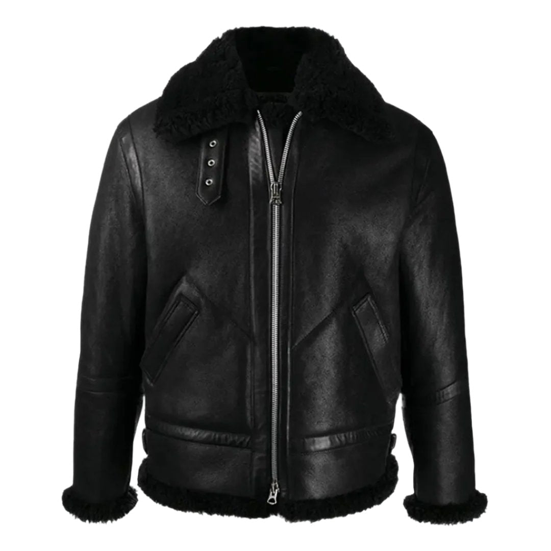 Men’s B3 Shearling Black Bomber Leather Jacket