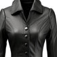 Women Black Falk Long Leather Coat