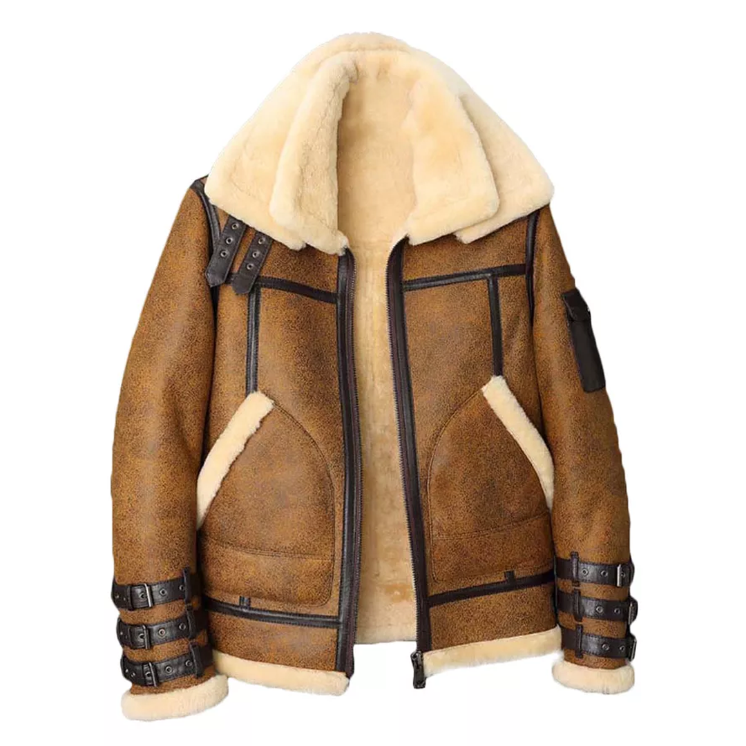 Men's Brown B3 Shearling Bomber Leather Jacket