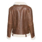 Women’s White Fur Merino Shearling Brown Leather Jacket