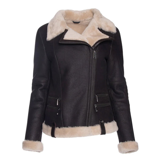 Women’s Vanila Fur Merino Shearling Brown Leather Jacket