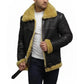 Men’s Real Shearling Bomber Black Leather Jacket