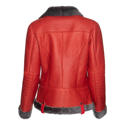 Women’s Spanish Merino Shearling Red Leather Jacket