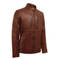 Men's Tan Veil Leather Biker Jacket