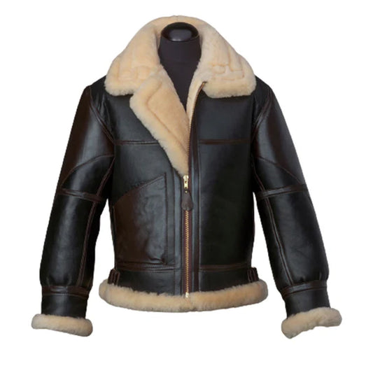 Men's B3 Lather Flying Aviator Lamb Fur Leather Jacket