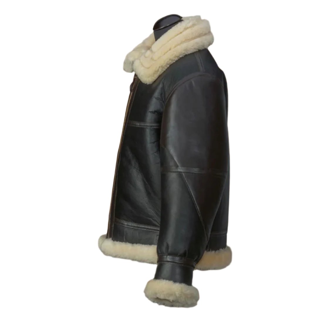 Men's B3 Lather Flying Aviator Lamb Fur Leather Jacket