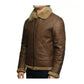 Men's Brown Vintage Shearling Bomber Leather Jacket